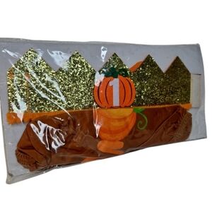 🎁 Gold Brown And Orange Pumpkin Smash Cake Outfit Party Crown